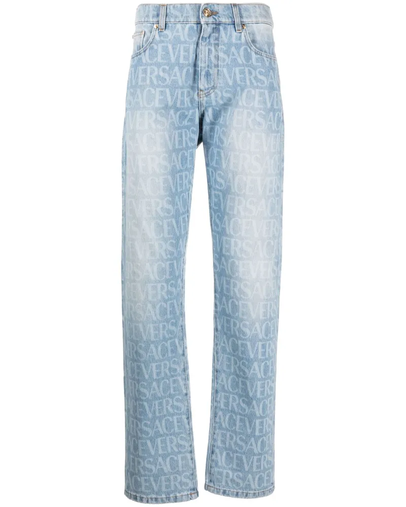 Versace Allover straight-leg jeans Blau