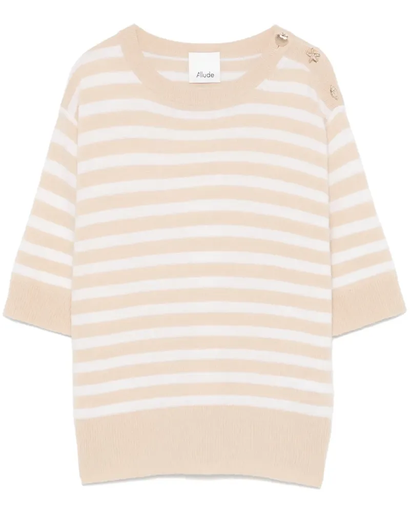 ALLUDE Gestreiftes T-Shirt - Nude Nude