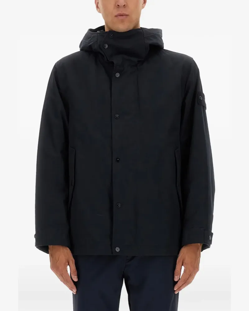 Stone Island hooded logo-patch jacket - Schwarz Schwarz