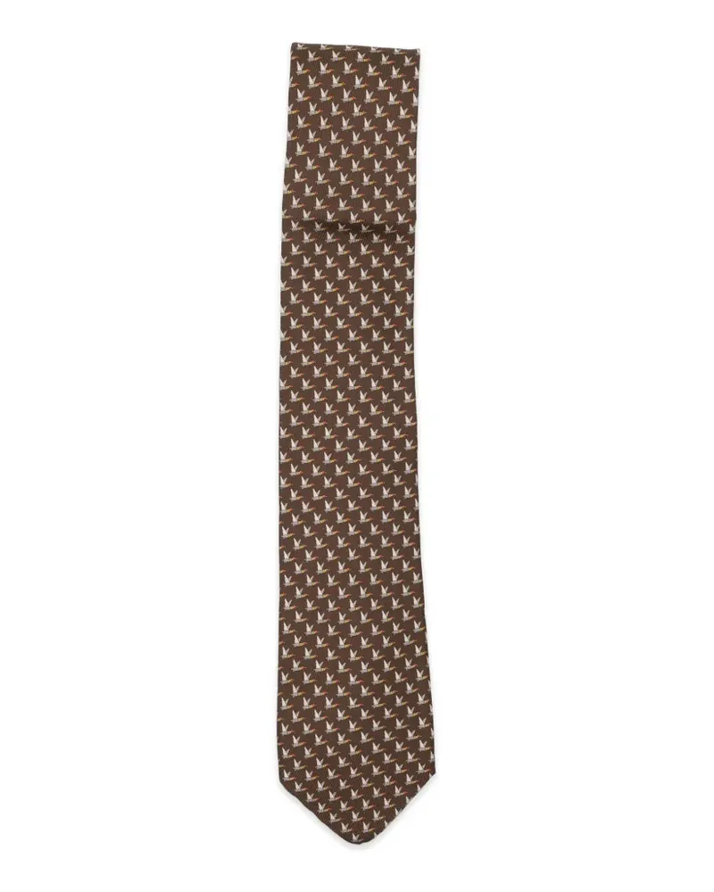 Ferragamo Animali Krawatte mit Enten-Print - Braun Braun
