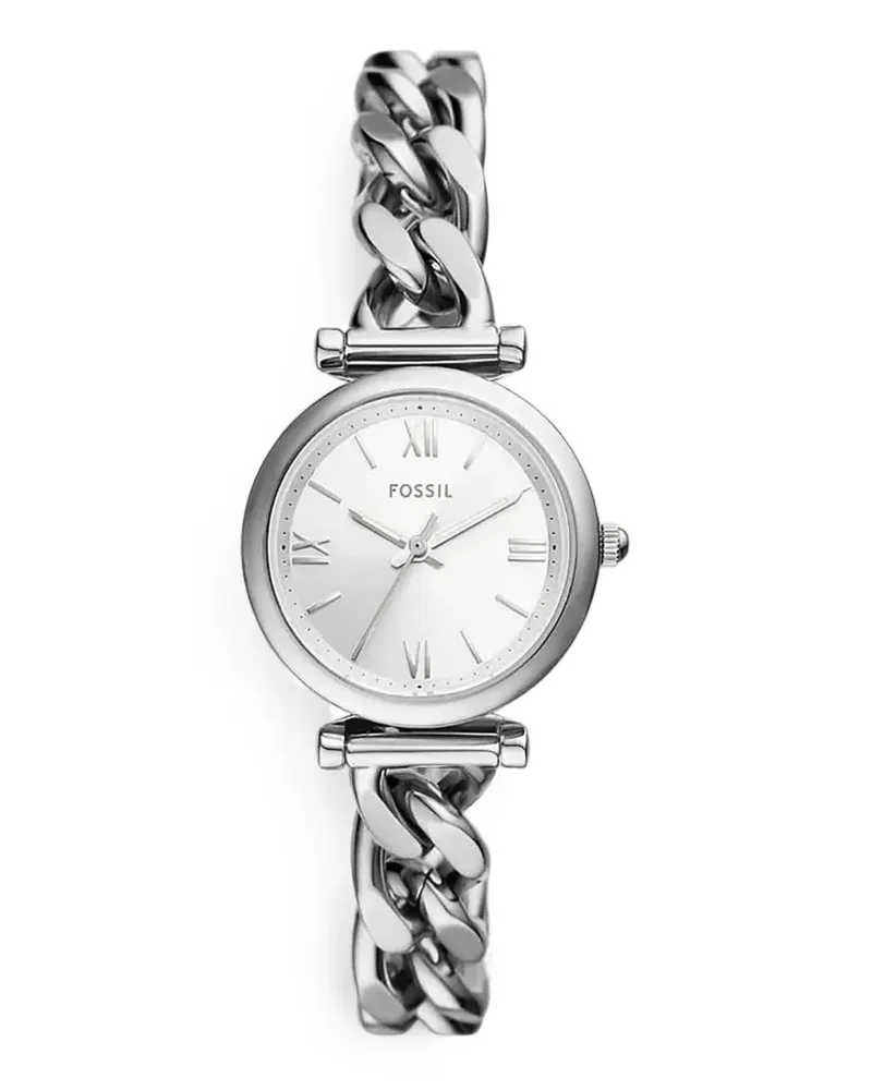 Fossil Carlie Armbanduhr mit Panzerkette 28mm - Silber Silber