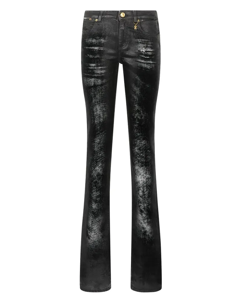 Roberto Cavalli Schlagjeans mit Glanzoptik - Schwarz Schwarz