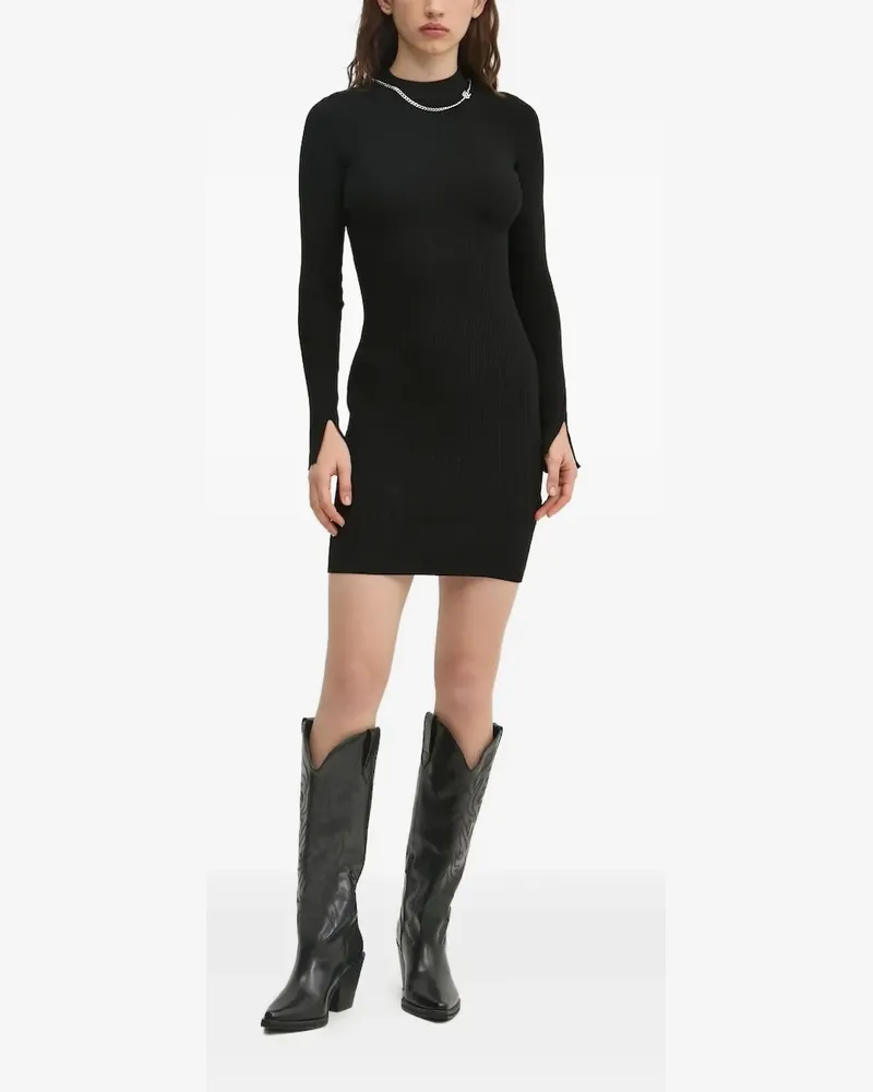 HUGO BOSS Geripptes Minikleid - Schwarz Schwarz