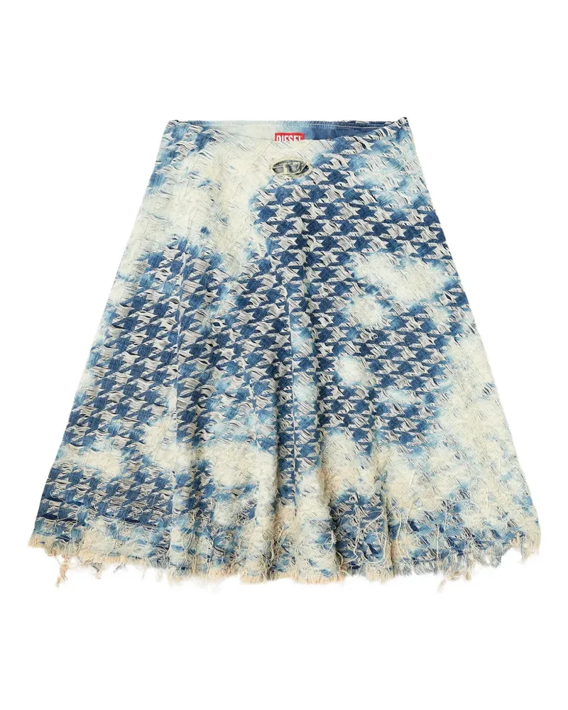 Diesel Jeansrock mit Hahnentrittmuster - Blau Blau