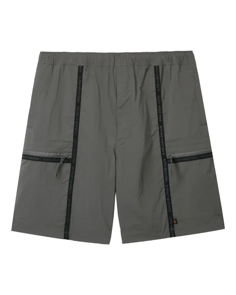 Alpha Industries Cargo-Shorts mit Logo-Streifen - Grau Grau