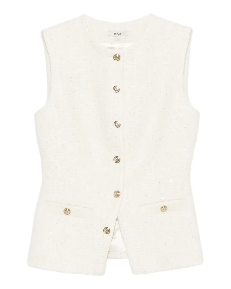 Maje sleeveless button-front top - Nude Nude
