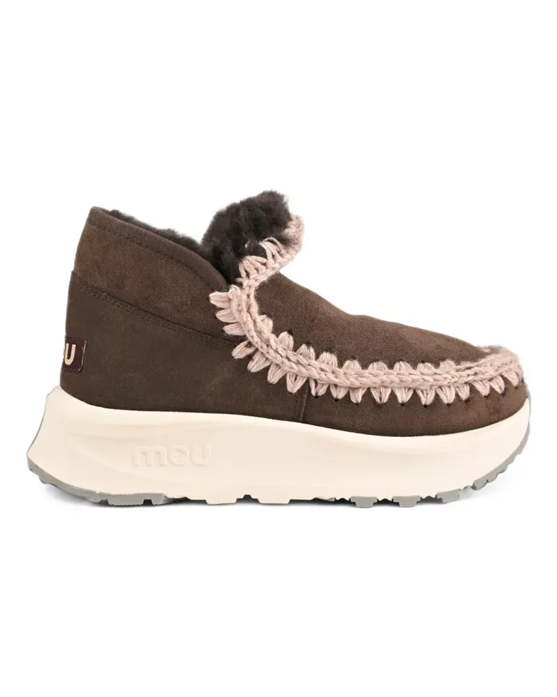 Mou Speed Eskimo Sneakers aus Schafsleder mit Häkelbesatz - Braun Braun