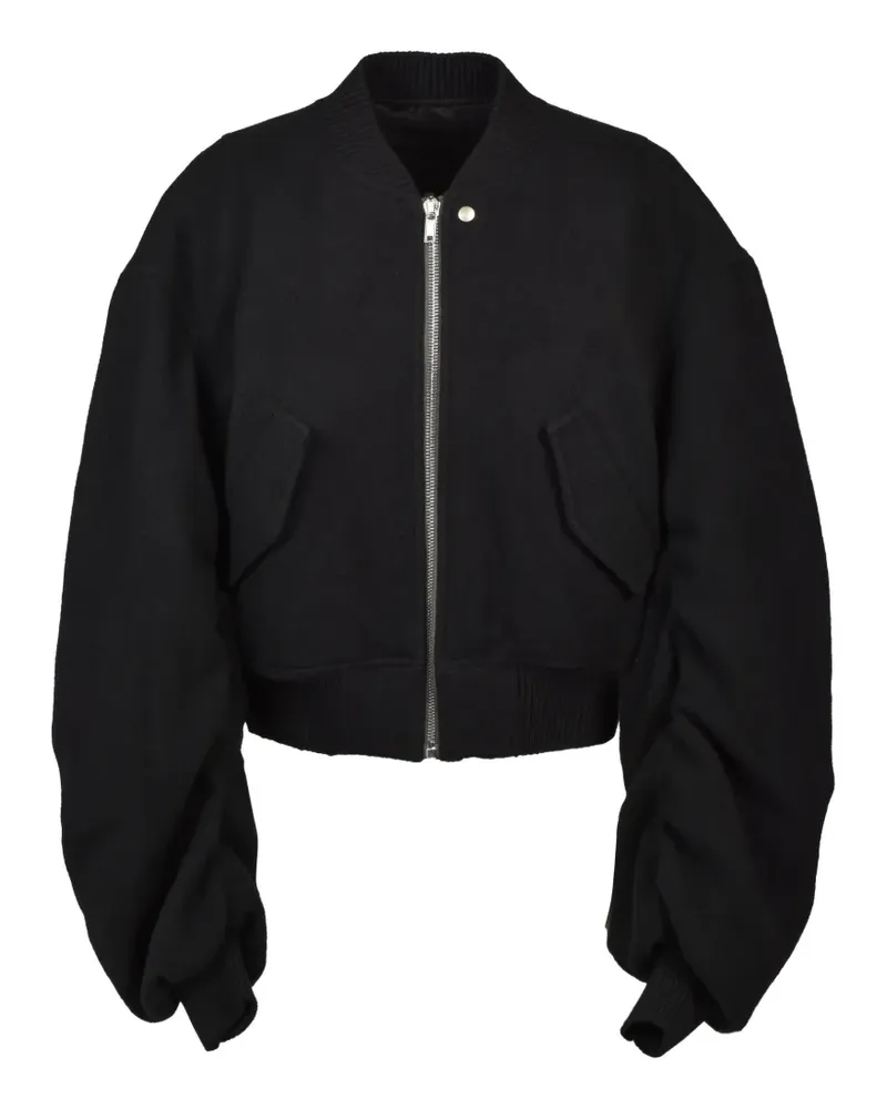 Rick Owens ruched-sleeve bomber jacket - Schwarz Schwarz