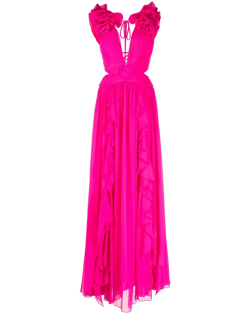 Pat Bo Maxikleid mit Rüschen - Rosa Rosa