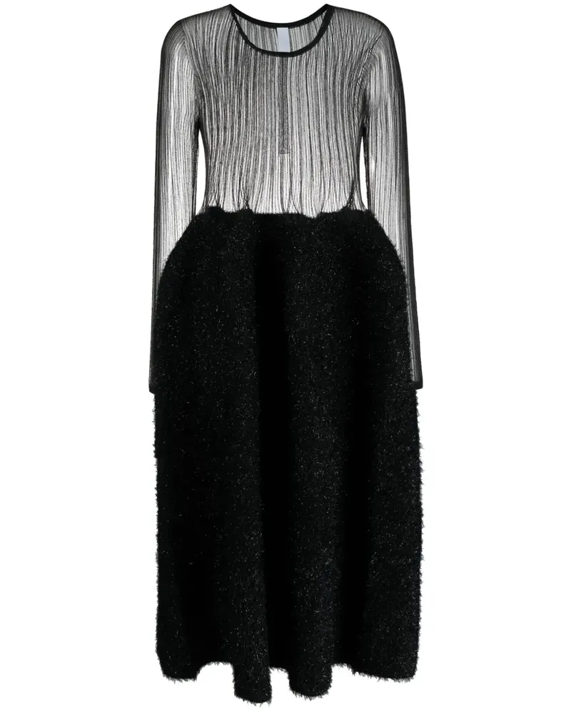 CFCL Semi-transparentes Midikleid - Schwarz Schwarz