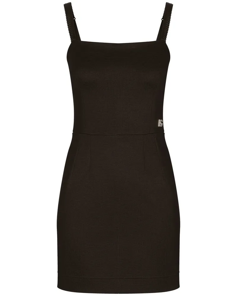 Dolce & Gabbana Ärmelloses Minikleid mit Logo-Schild - Schwarz Schwarz