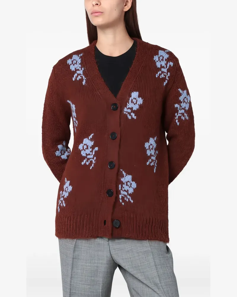Jil Sander Cardigan mit Blumen-Print - Braun Braun