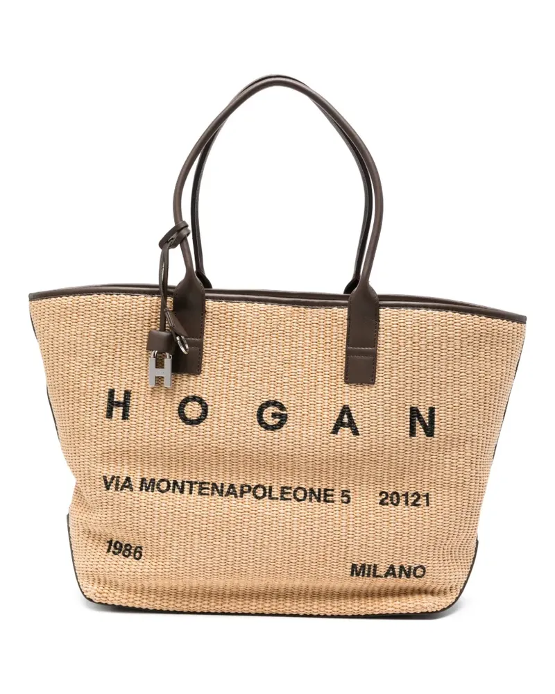 Hogan Mittelgroße Tote Bag mit Logo-Verzierung - Nude Nude