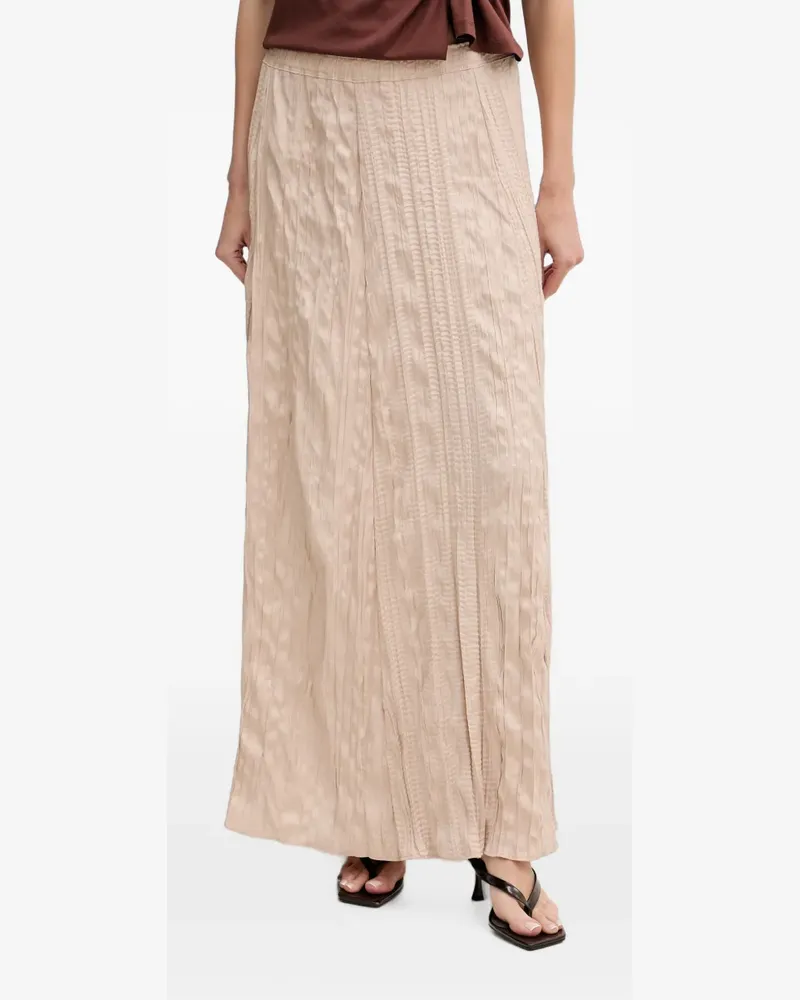 Sisley crinkled-effect pleated maxi skirt - Nude Nude