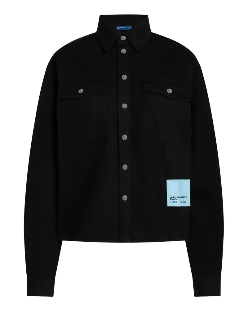 Karl Lagerfeld x Pietro Terzini kastige Hemdjacke - Schwarz Schwarz