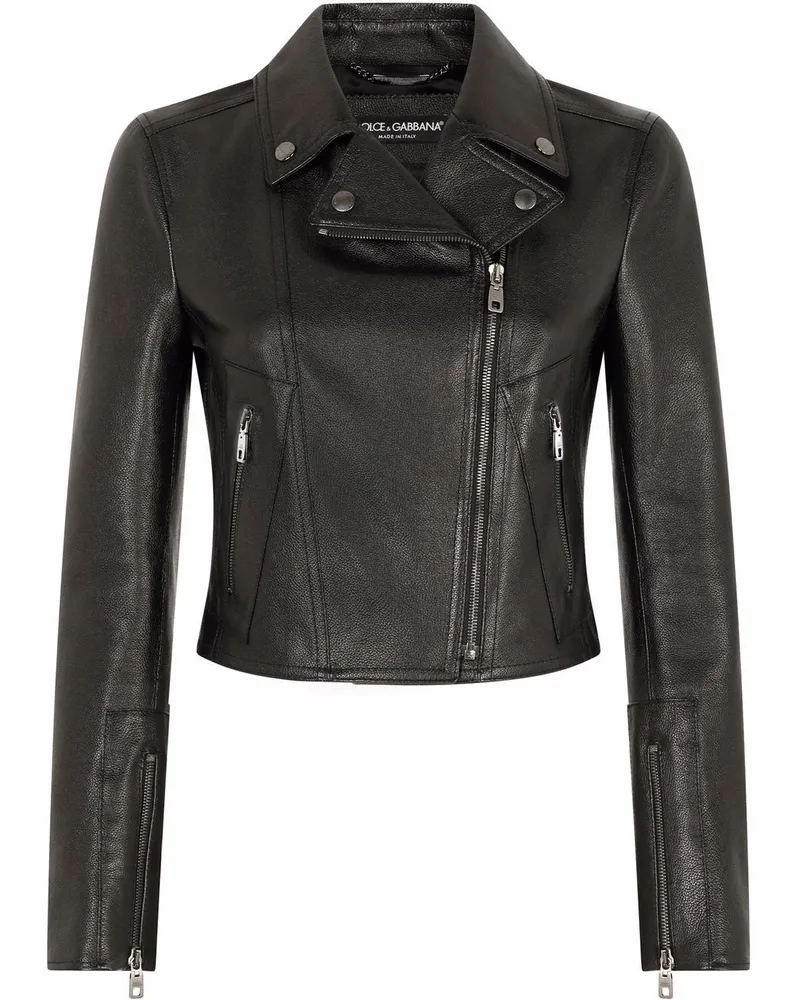 Dolce & Gabbana Lederjacke mit Reißverschluss - Schwarz Schwarz