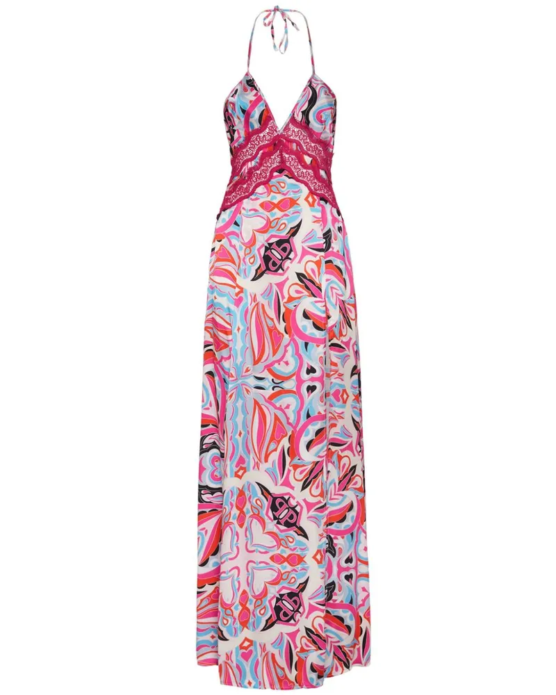Philipp Plein Maxikleid mit abstraktem Print - Rosa Rosa