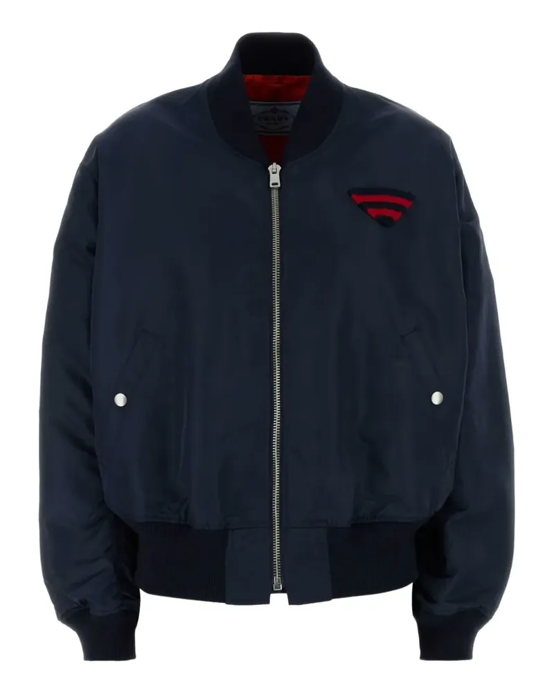 Prada Bomberjacke mit Logo-Patch - Blau Blau