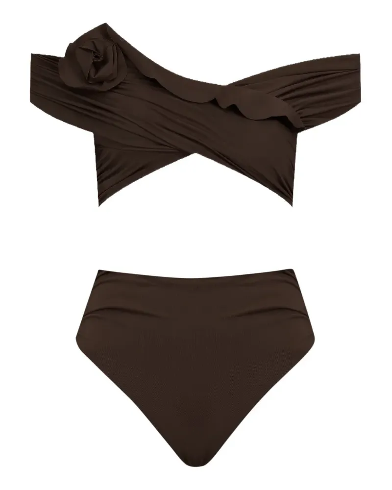 Maygel Coronel Rosy floral-detail off-shoulder bikini set - Braun Braun