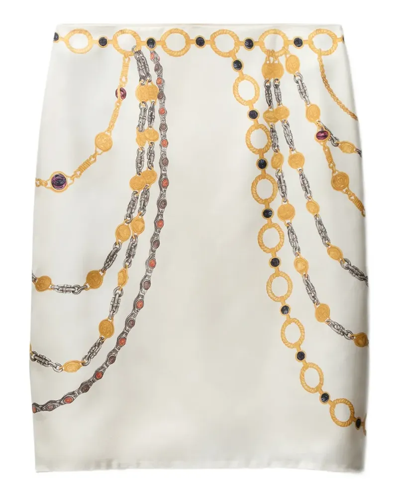 Versace printed silk twill pencil skirt - Nude Nude