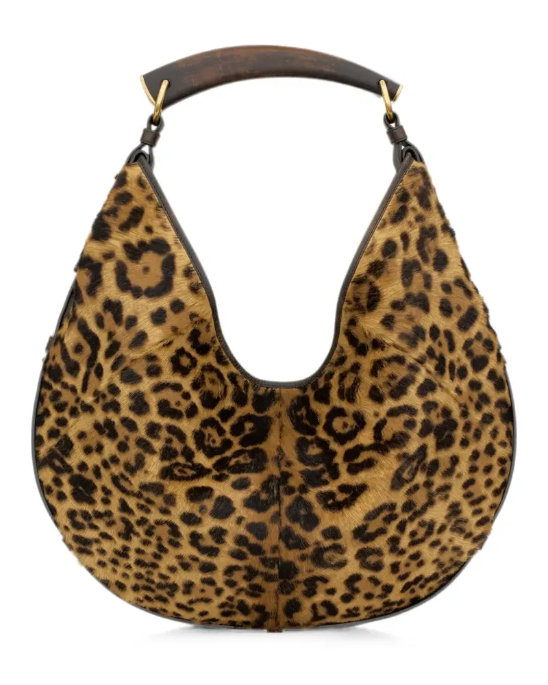 Saint Laurent Mombasa Schultertasche mit Leopardenprint - Nude Nude