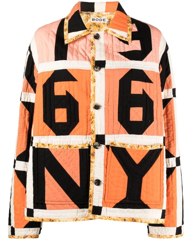 BODE Letter Block Hemdjacke im Patchwork-Look - Orange Orange