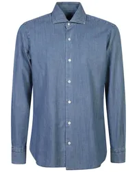 BARBA Hemd aus Chambray Blau