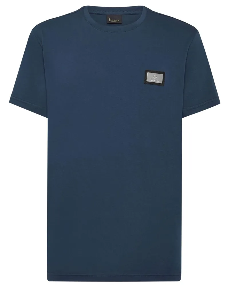 Billionaire T-Shirt mit Logo-Schild Blau