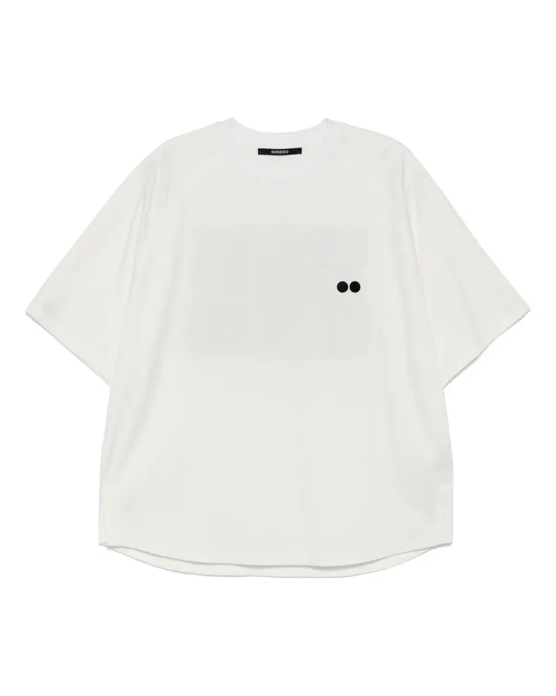 SONGZIO T-Shirt mit Poetry-Stickerei - Weiß Weiß