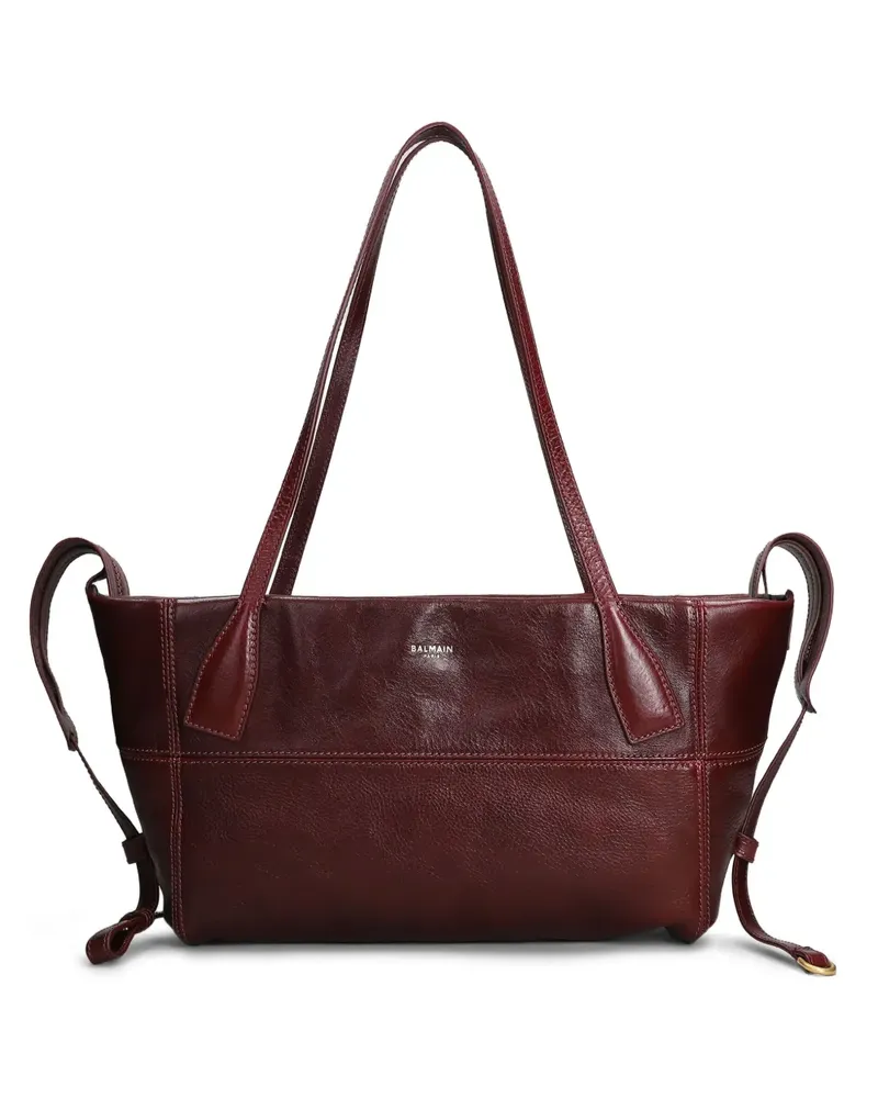 Balmain Kleiner Track Tote Bag mit Reißverschluss - Rot Rot