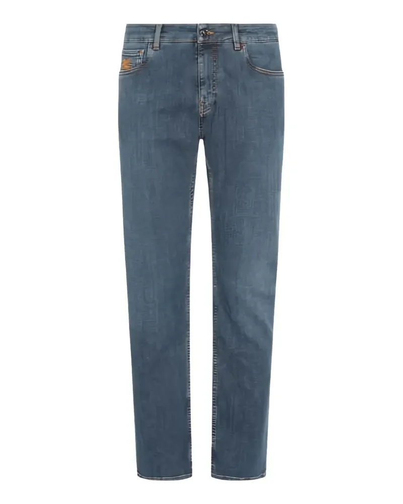 Etro embroidered-logo straight-leg jeans - Blau Blau