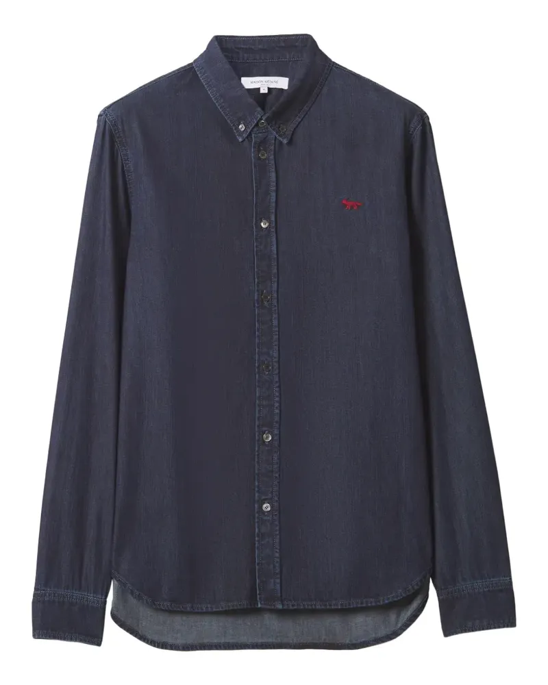 Kitsuné Hemd mit Fuchsstickerei - Blau Blau