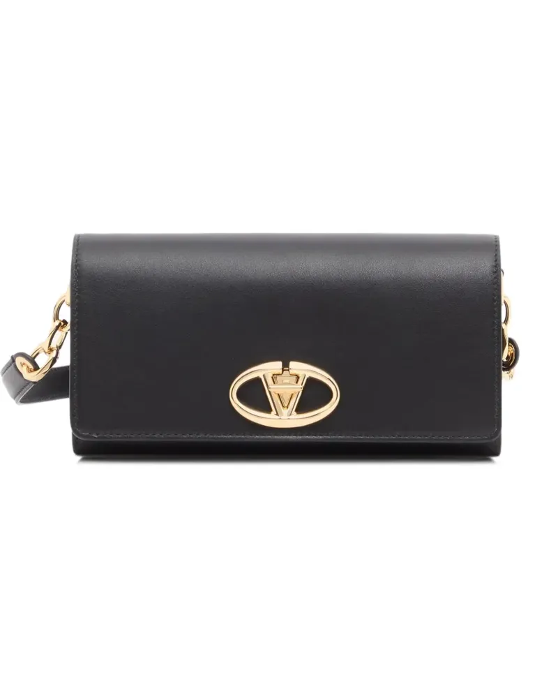 Valentino Garavani VLogo The Bold Edition wallet with shoulder strap in nappa leather - Schwarz Schwarz