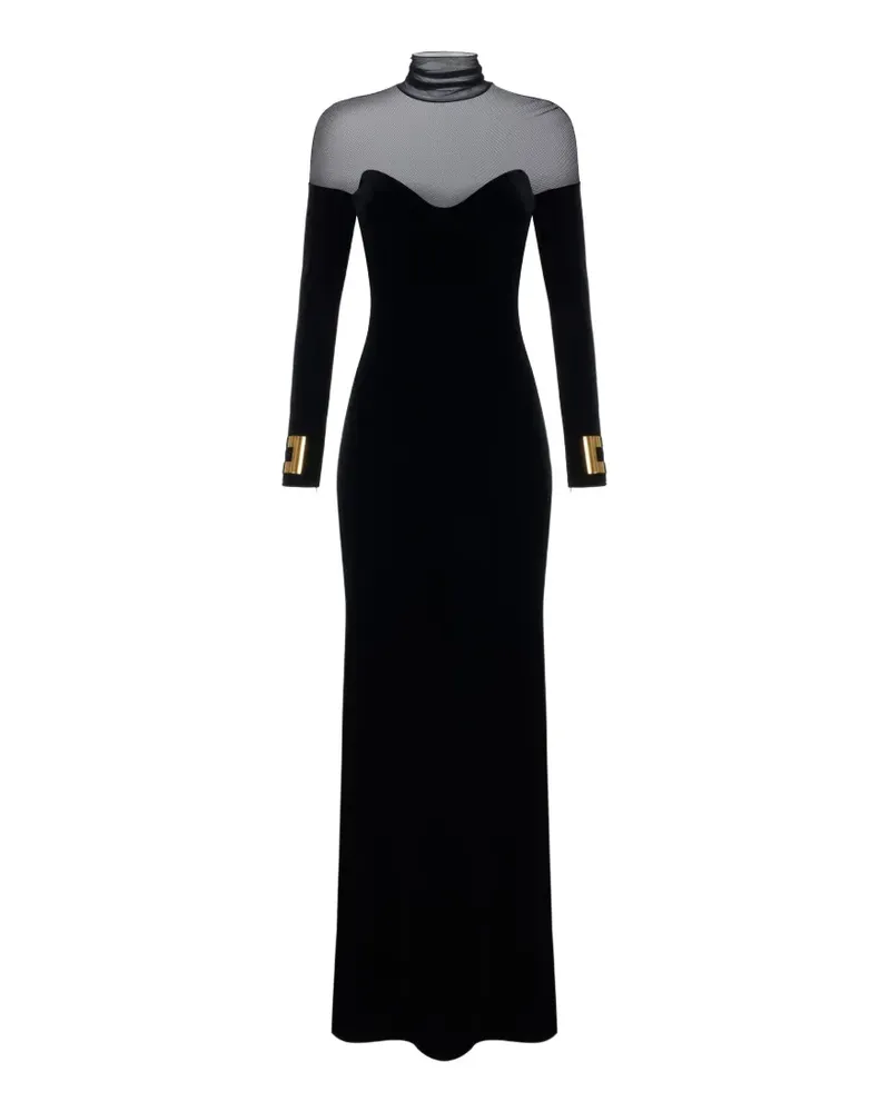 Elisabetta Franchi Kleid mit rotem Teppich aus Samt und Tüll - Schwarz Schwarz