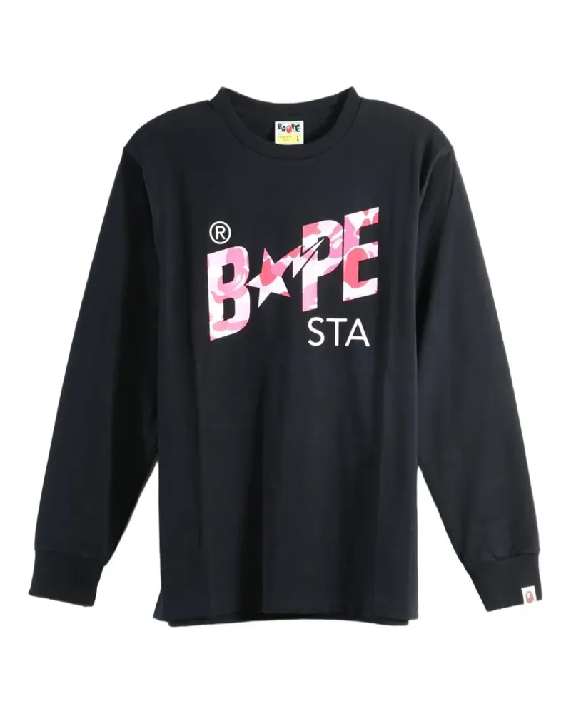 BAPE Langarmshirt mit Logo-Print - Schwarz Schwarz