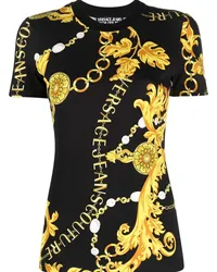 Versace Jeans T-Shirt mit Barock-Print Schwarz