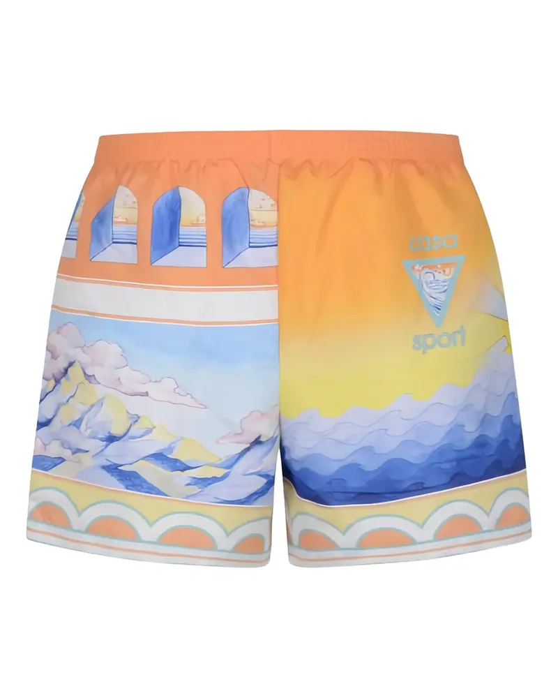 Casablanca Paris Badeshorts mit Seascape-Print - Orange Orange