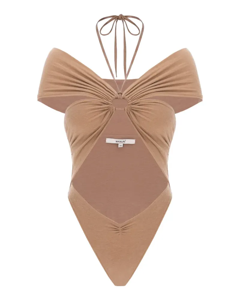 MANURÍ Eleni cut-out off-shoulder bodysuit - Nude Nude