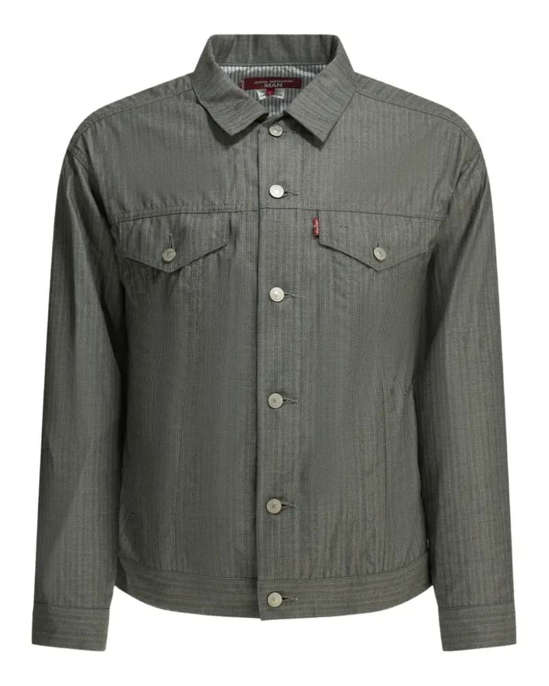 Junya Watanabe pinstripe-pattern denim jacket - Grau Grau