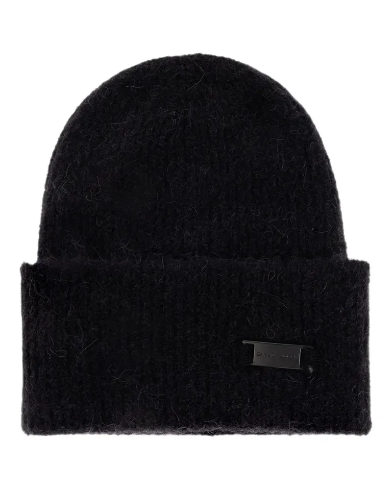 Canada Goose ribbed-knit logo-plaque beanie hat - Schwarz Schwarz