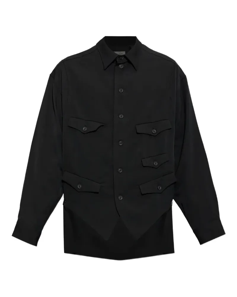 Yohji Yamamoto Asymmetrisches Hemd - Schwarz Schwarz