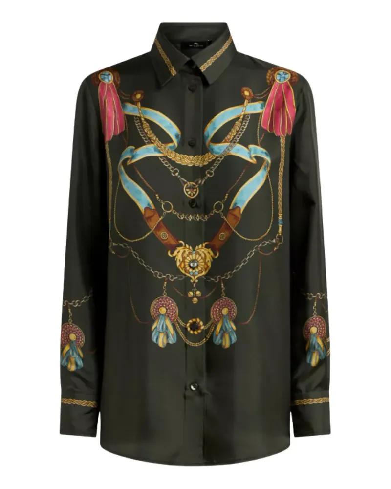 Etro graphic-print long-sleeve shirt - Grün Grün