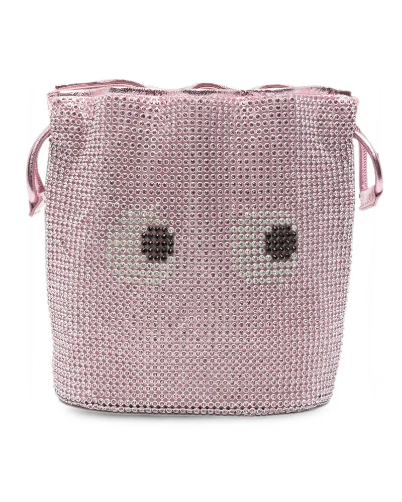 Anya Hindmarch crystal-embellished drawstring clutch bag - Rosa Rosa