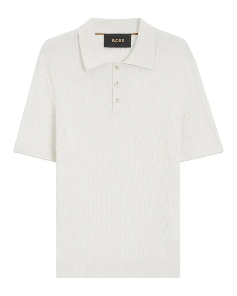 HUGO BOSS Poloshirt mit Zopfmuster - Weiß Weiß