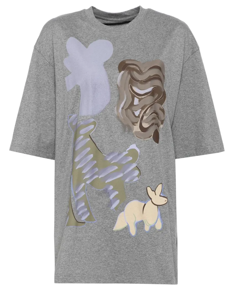 JNBY T-Shirt mit grafischem Print - Grau Grau