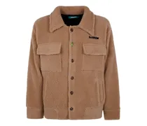 Geknöpfte Jacke mit Teddy - Braun