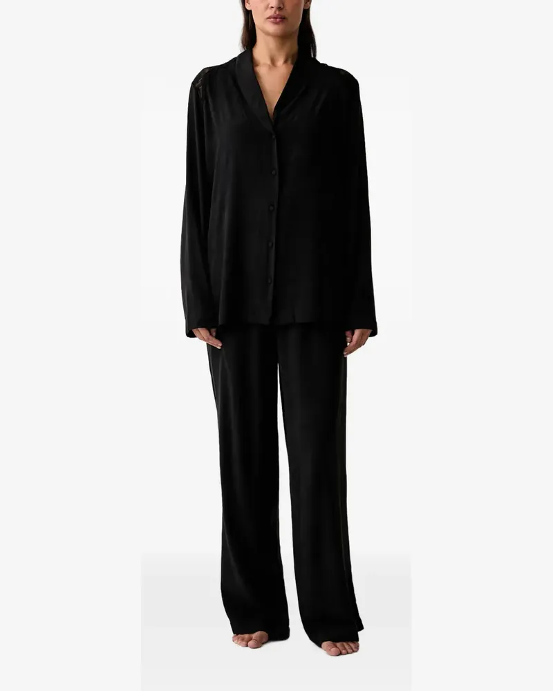 Emporio Armani Pyjama mit Spitzeneinsatz - Schwarz Schwarz