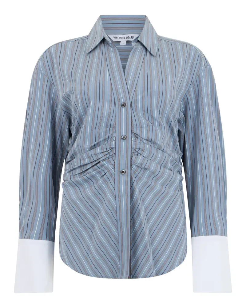 Veronica Beard Gestreiftes Hemd mit Raffung - Blau Blau