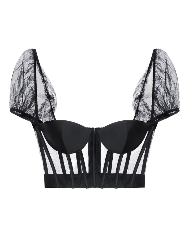 Elisabetta Franchi Bustier-Top aus Mesh und Gazar - Schwarz Schwarz