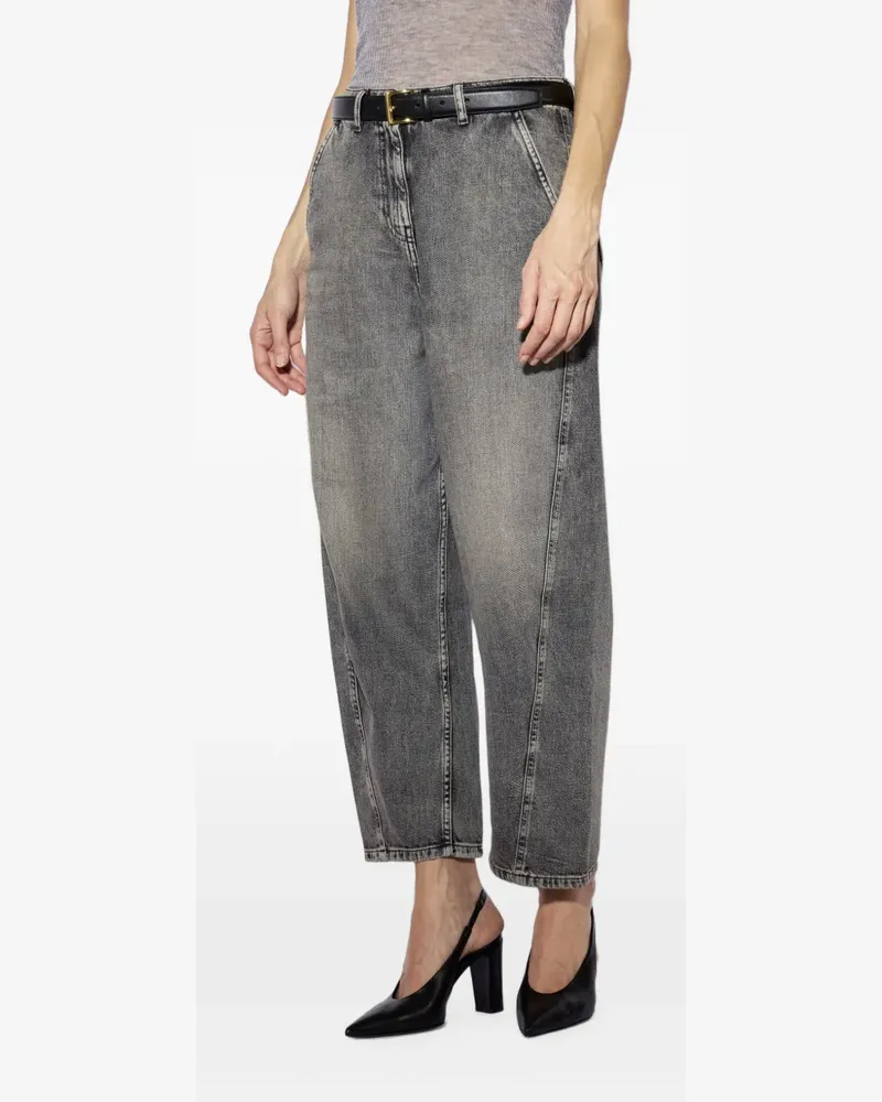 Liviana Conti Cropped-Jeans mit Acid-Wash-Effekt - Grau Grau